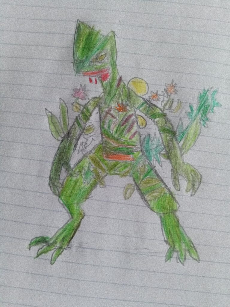 A few drawings I made of 4 pokemon wearing different costumes, despite never playing the games
