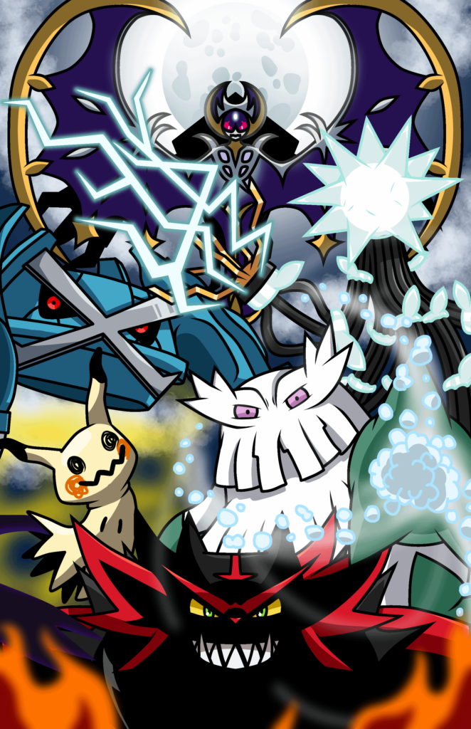 [OC] Drew my friend's Ultra Moon team