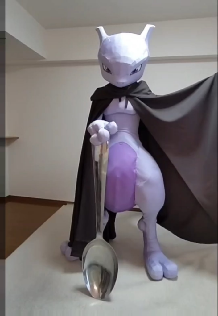 My Mewtwo cosplay with a giant spoon