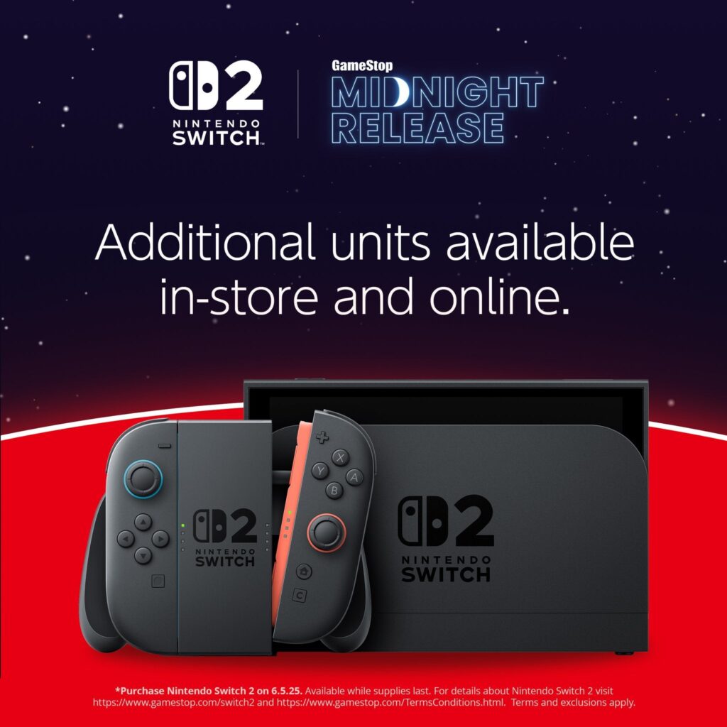 Gamestop will have additional Nintendo Switch 2 units available in-store and online at launch while supplies last