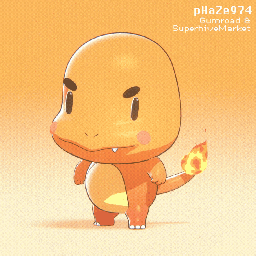 [OC] Charmander: IDLE (Battle Stance - Made with Blender3D)