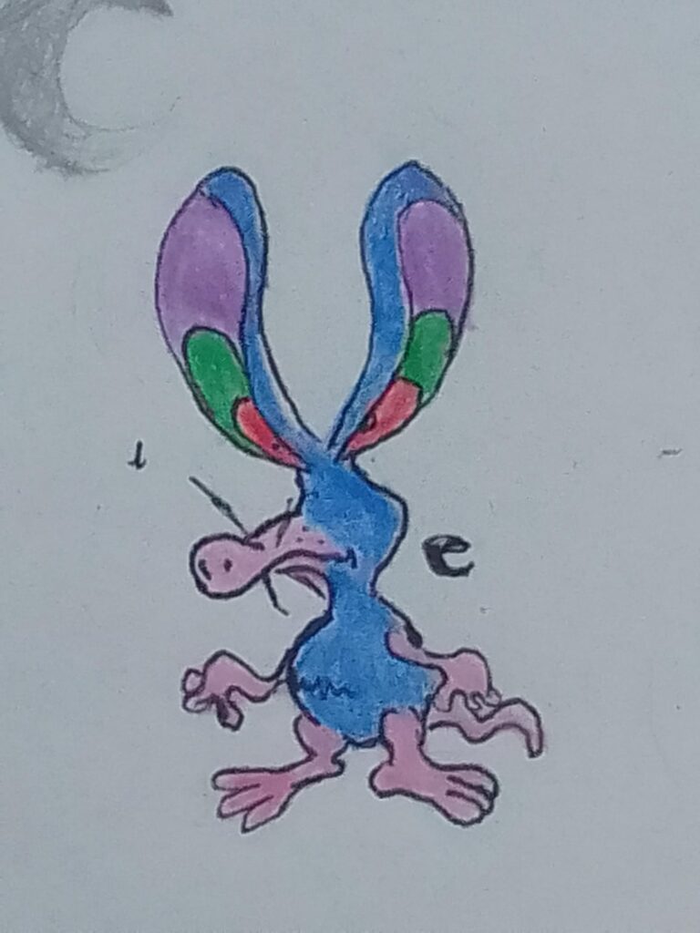 Three fakemon with dark type drawn on paper, while I don't make other fakemon digitally.
