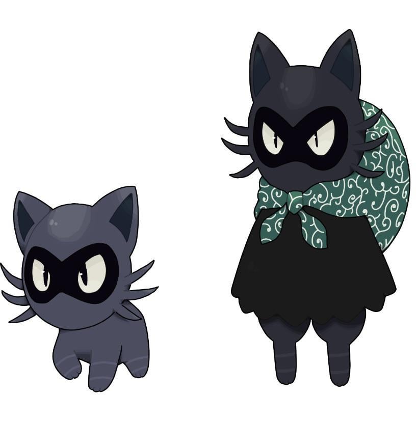 Fakemon based off of a cat burglar—Yoinkit and Swipurr