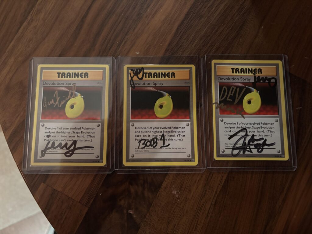 I got the members of DEVO to sign Devolution Spray cards!