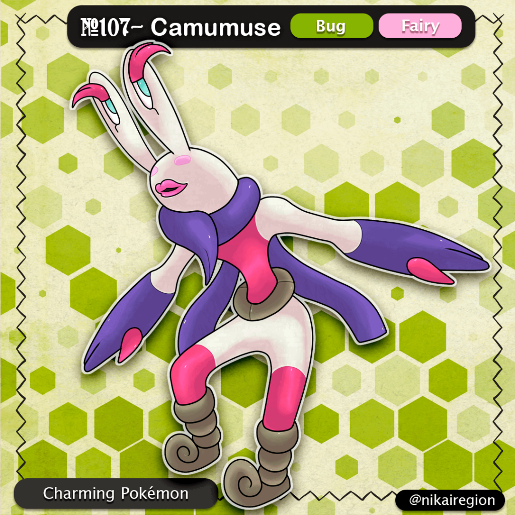 Diva Pokémon - Bug/Fairy Fakemon - Japanese Shumoku Musume Yokai Pokemon - @nikairegion