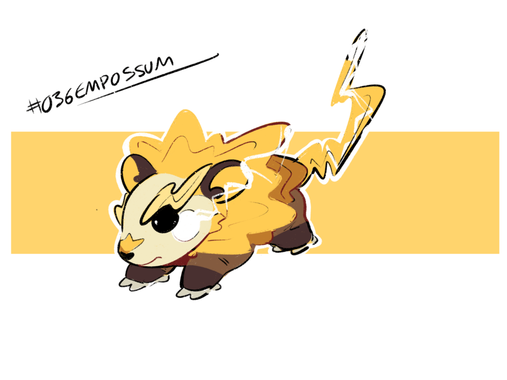 [OC] my regional pikaclone, empossum! (electric/ground)