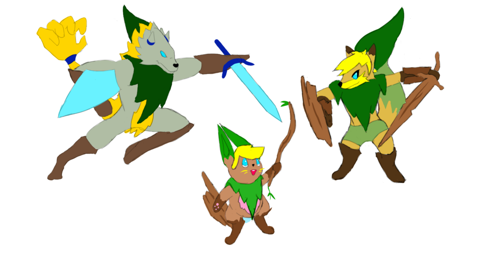 Grass-type starter line based on Link (rough draft, WIP)