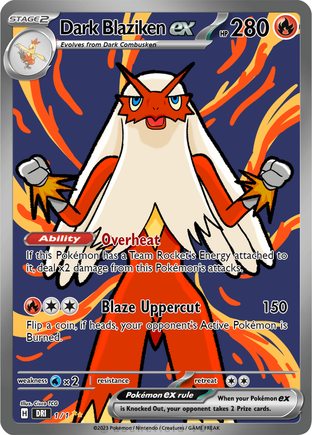 (OC) I want to be a Pokémon Card Illustrator. Here is drawing #4 Dark Blaziken