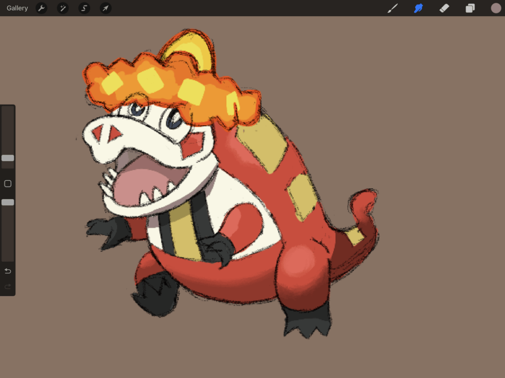 Drawing a Pokemon every day to get better at digital art. Day 23: Crocalor [OC]