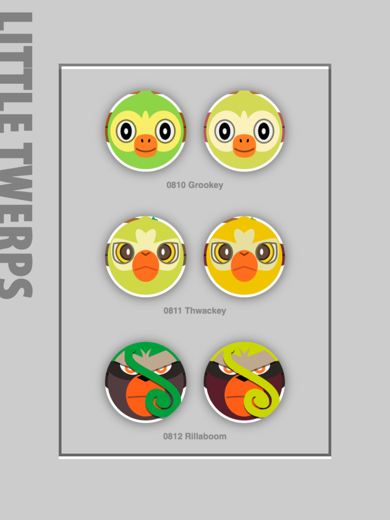 [OC] I am back with more Pokemon icons! Gen 7 and 8 starters, I hope you enjoy them!