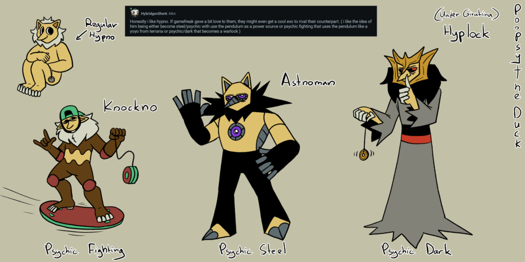 I drew these hypno evolutions, ideas by u/HybridgonSherk
