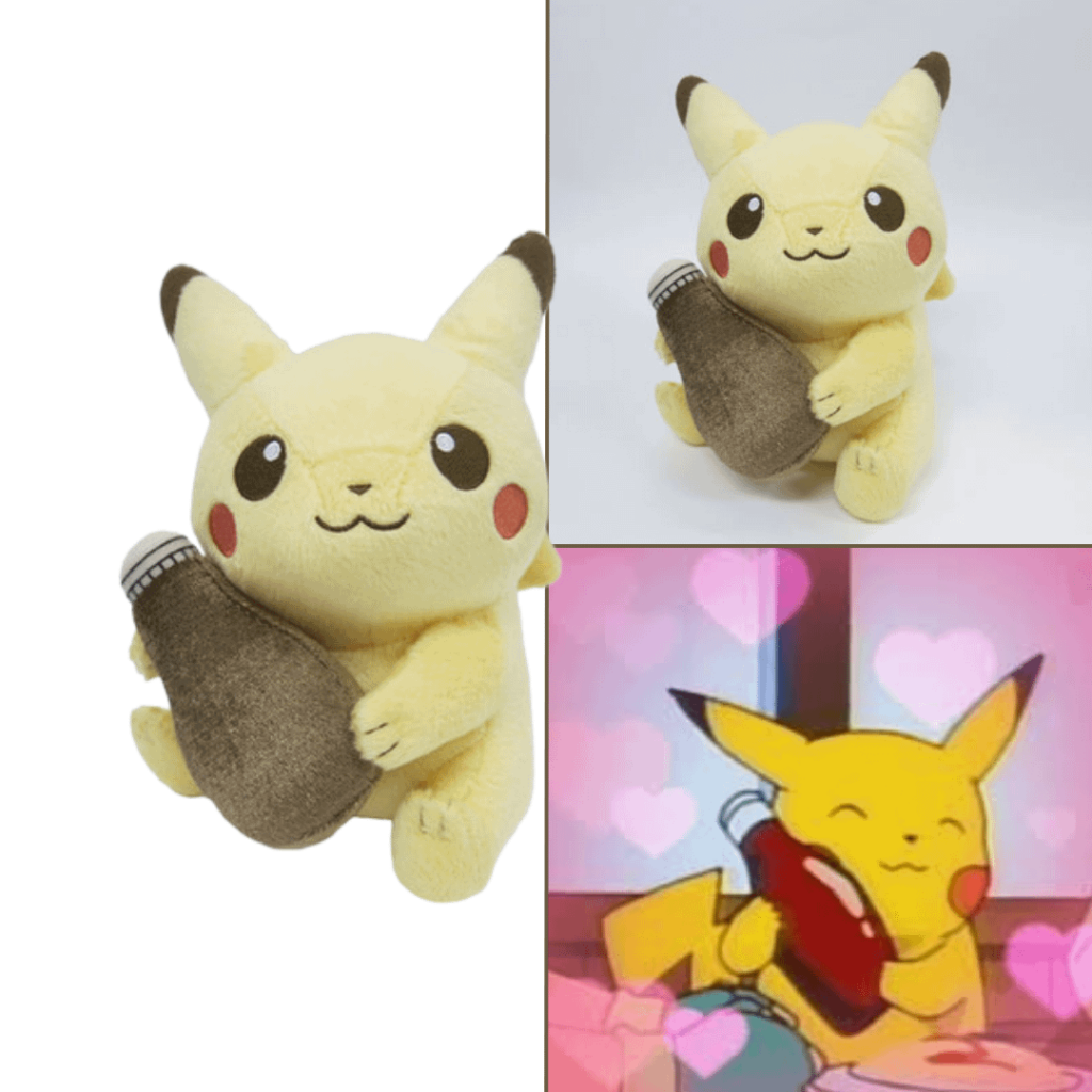 Did you know there's an official Pikachu plush holding a ketchup bottle?
