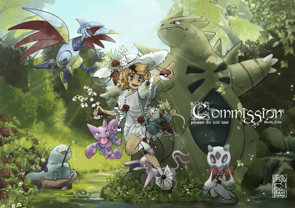 Hello! I'm here to share with you some of my Pokémon art🌱 (commission: my art)