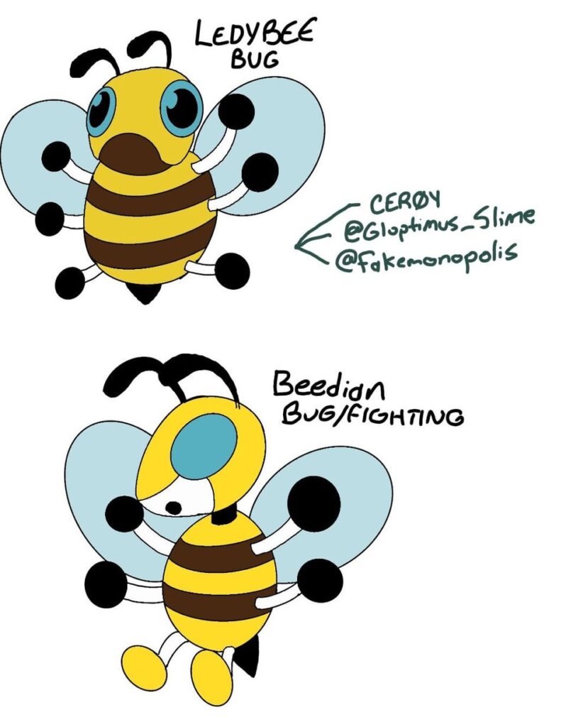 [OC]Bee convergents of Ledyba and Ledian+ shiny forms ✨