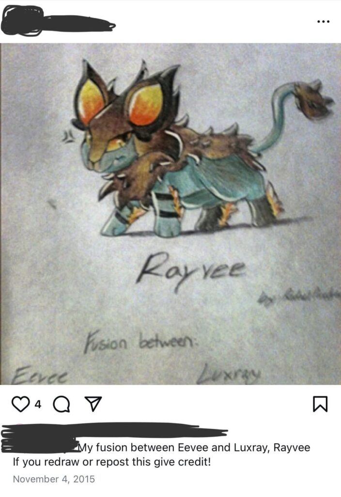 A Pokemon fusion from when I was 13 Redrawn