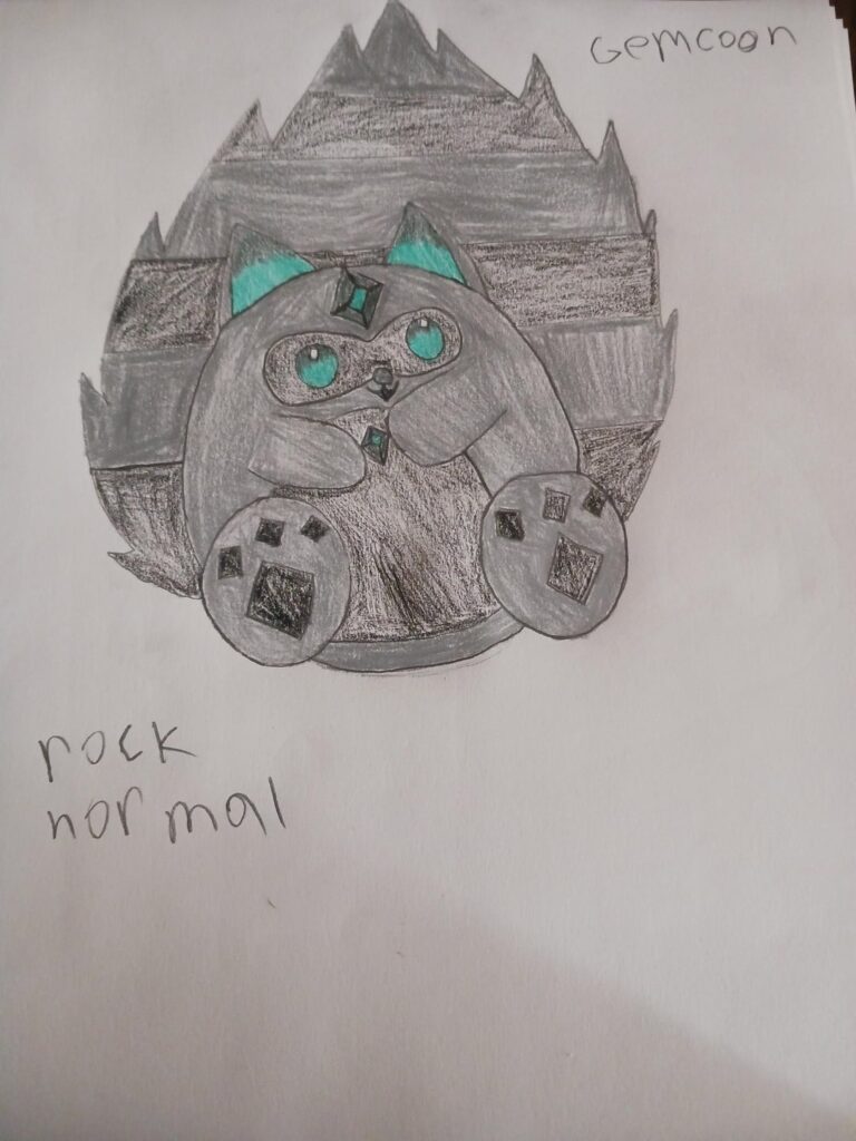 This is my gem racoon fakemon any notes for nest time?