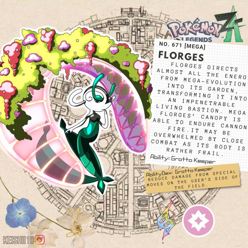 Mega Florges! I loved the concept, but execution was above my skill level here, finally had to call it! Next is Pyroar or Victreebel, most votes in the comments wins.