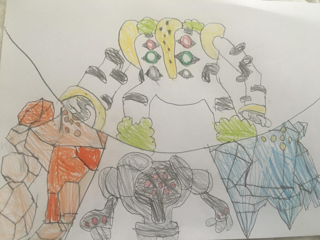 Drawing of Regirock,Registeel,Regice and Regigigas[OC]