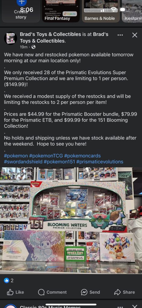 Local collectible store still jacking up prices of new stock. Disgusting.