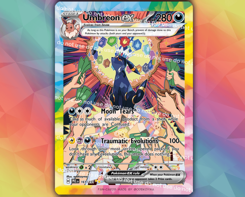 I made my own spin to Prismatic Evolutions card arts [OC]
