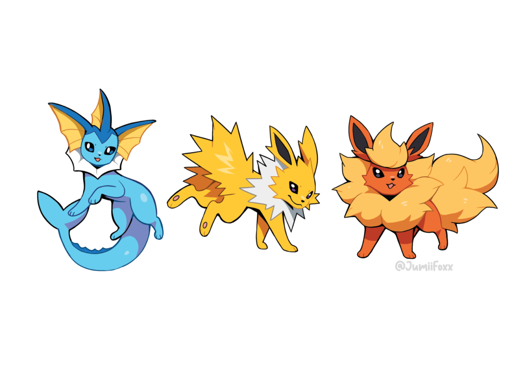 Which one is your favourite? 🔥⚡💧 (Art by me)