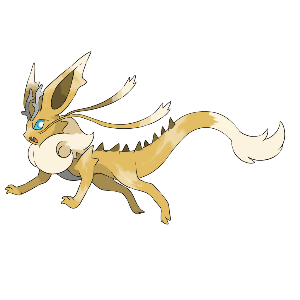 In Alola, 10 years later, a new Eevee evolution has been discovered! When holding a Dragon Fang, Eevee will evolve into the mythical Shenleon!