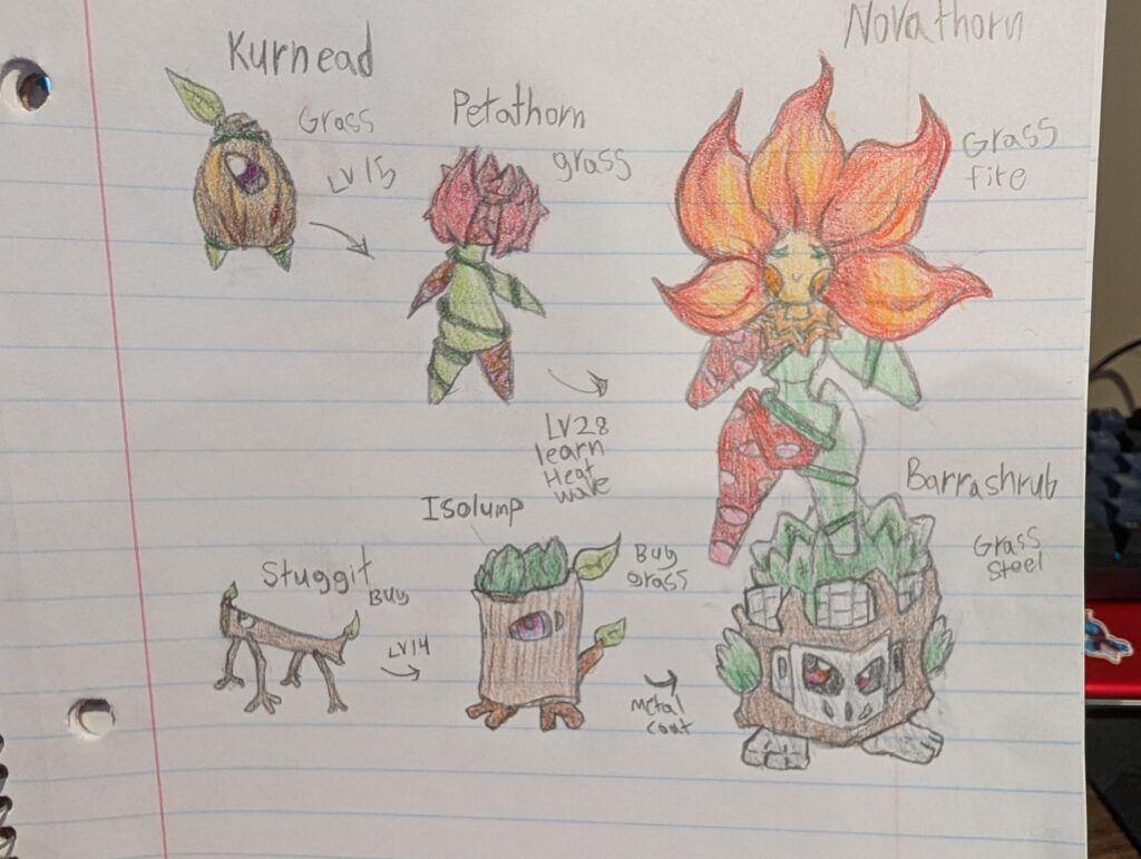 grass type line and Bug type line I made a little while back