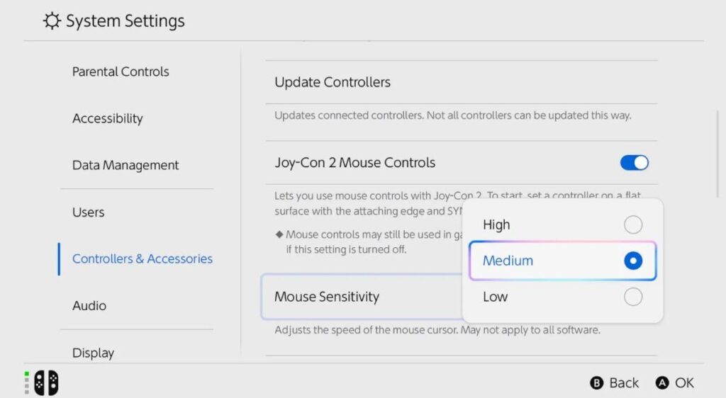 Nintendo Today shows off the ability to change Mouse Sensitivity
