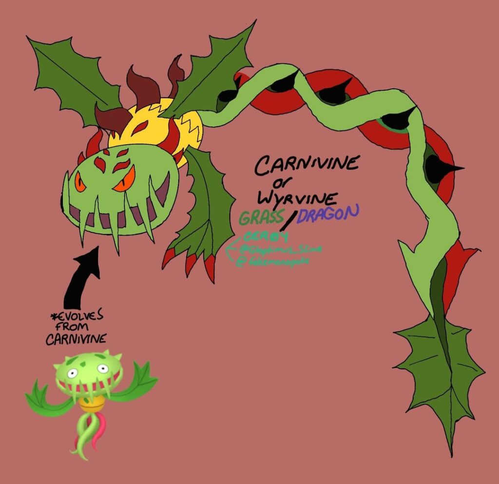 [OC] realized carnivine needed some love so I gave him an evolution. Which name do you guys like better?