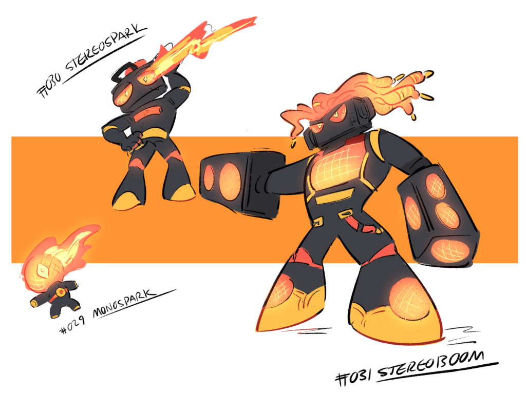 [OC] mono-fire type speaker pokemon line