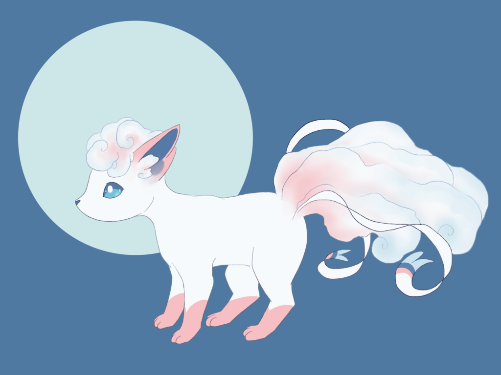 [OC] Moonbeam Vulpix (Alolan Vulpix x Sylveon Crossbreed)