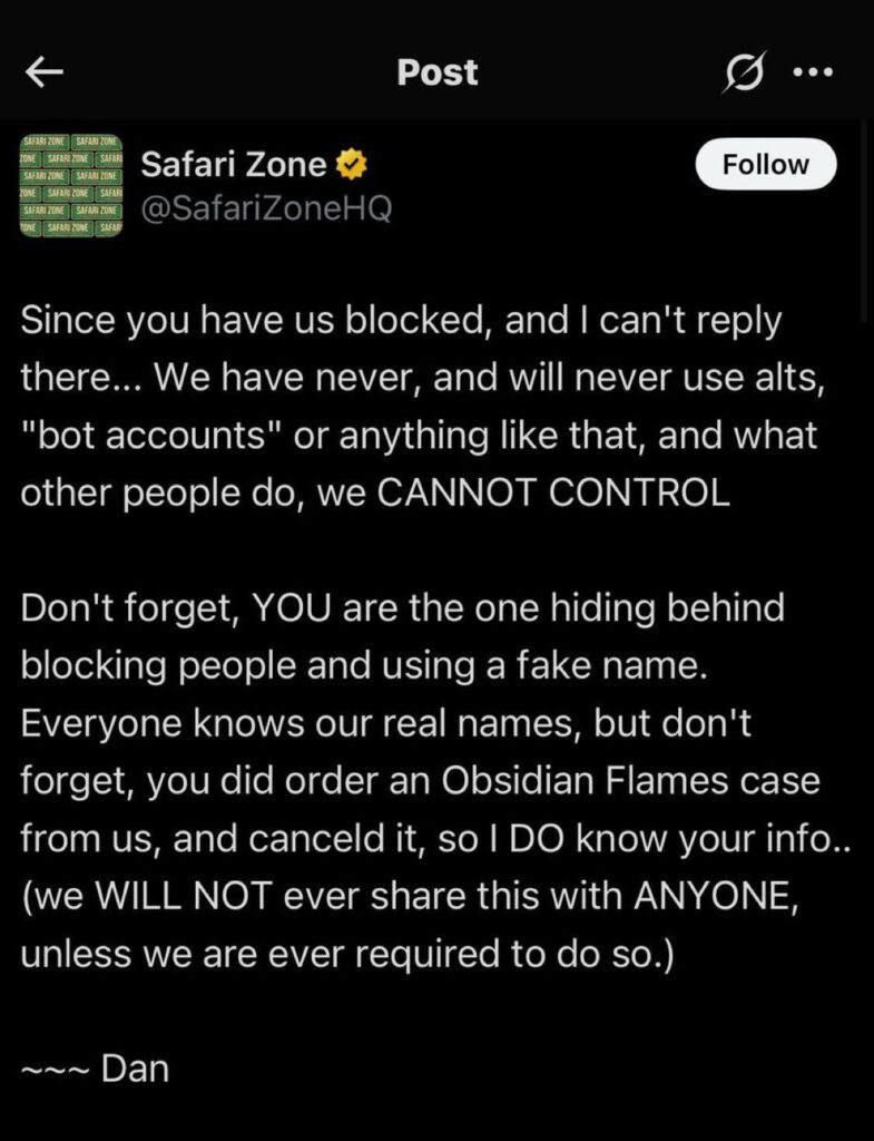 Be careful who you order from. Shop owners threaten to leak people’s addresses