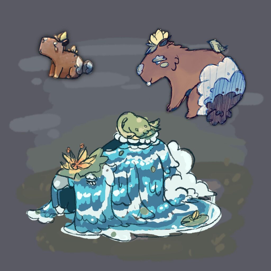My fakemon (plant/water) of first routes for a region inspired by Uruguay