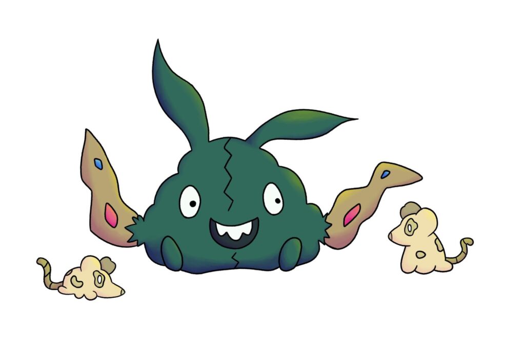 Trubbish loving with some fakemon
