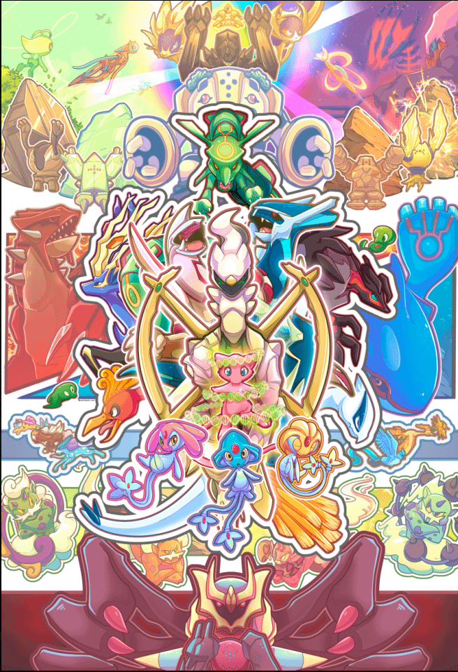 [OC] A selection of legendary pokemon--it took FOREVER but i'm really happy with it!