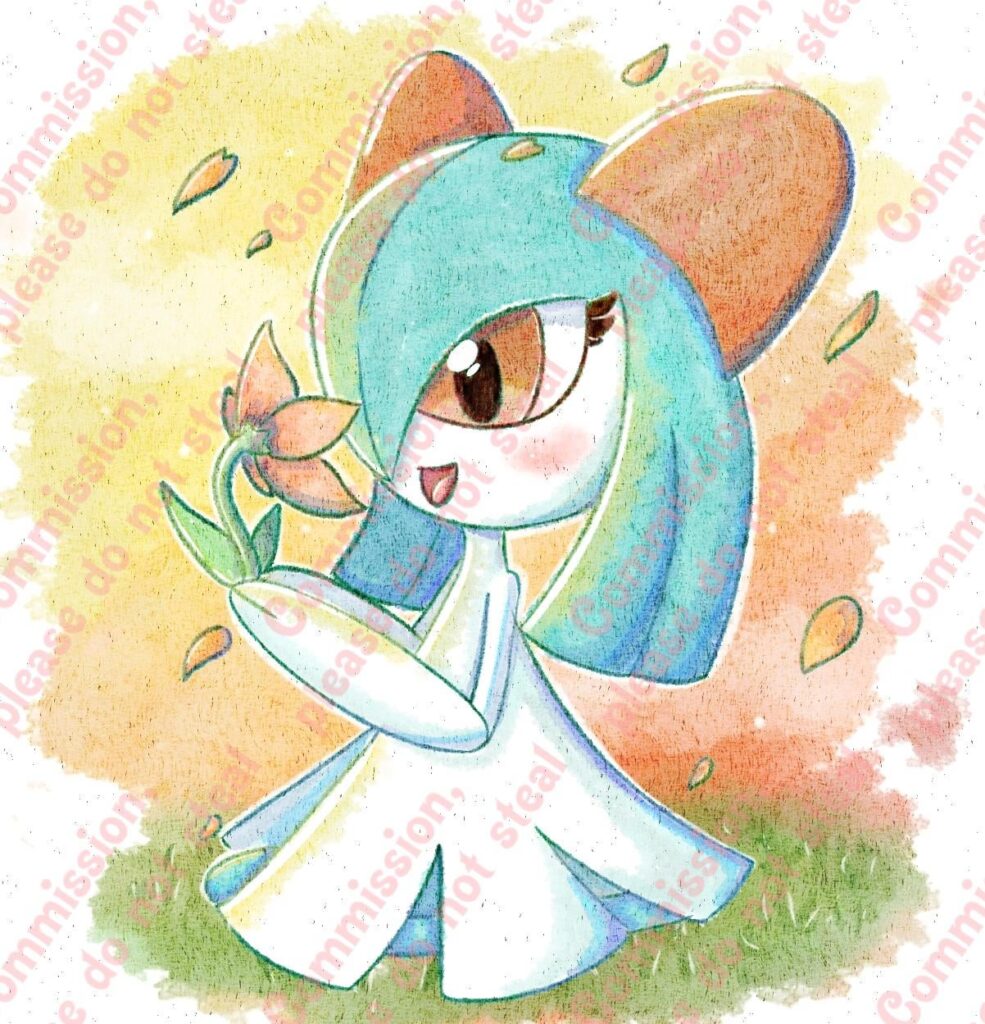 (OC)Kirlia art (my first commission ever :') )