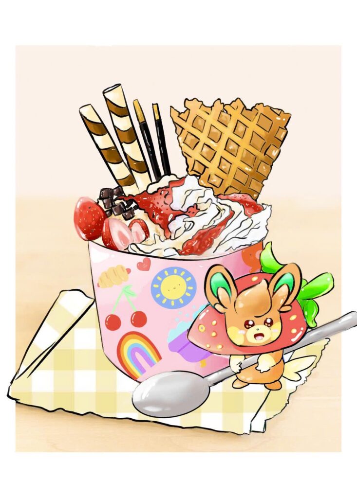 it’s beginning to look a lot like summer so here is your Super Pawmo strawberry sundea serving !