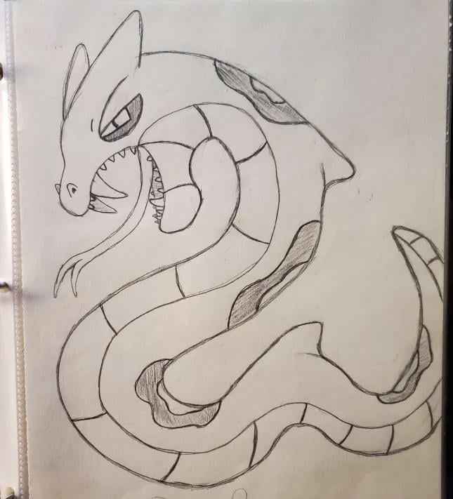 Darkonda, the Camouflage Anaconda Pokemon! Rough sketch for my fake region, Trogos