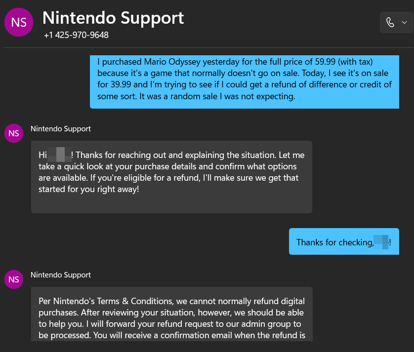 Bought Mario Odyssey a day Prior to the Summer Sale, Nintendo Surprisingly Refunded