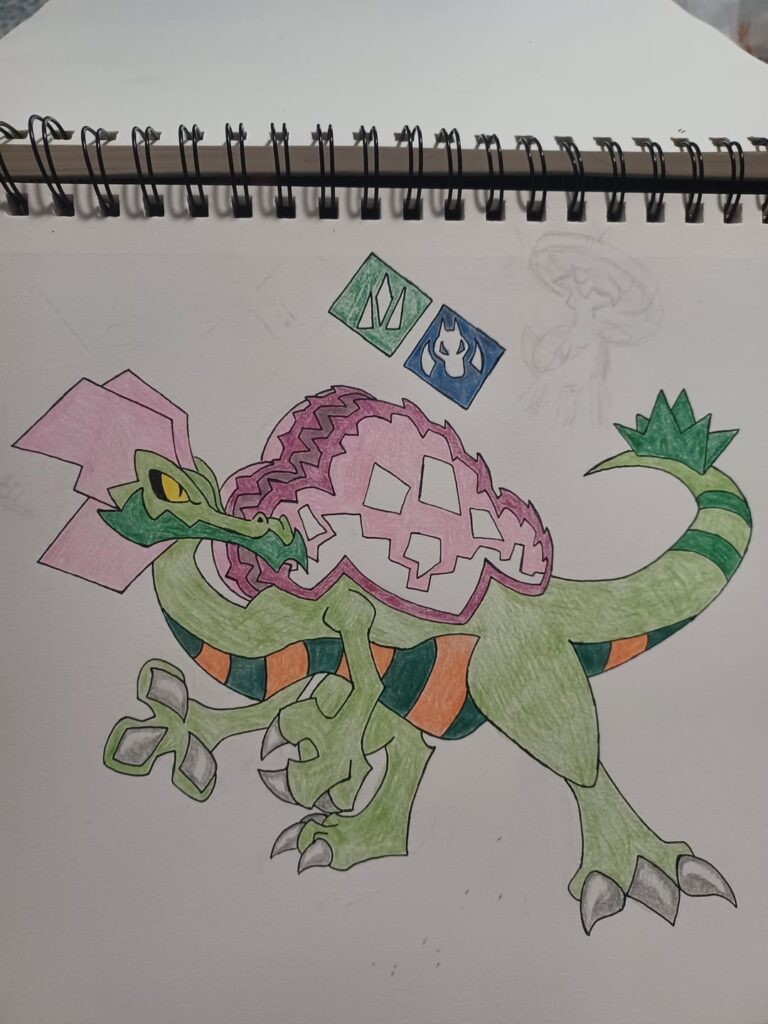 The Complete Evolution Line of my Grass Starter. Based on the Spinosaurus and Venus Fly Traps