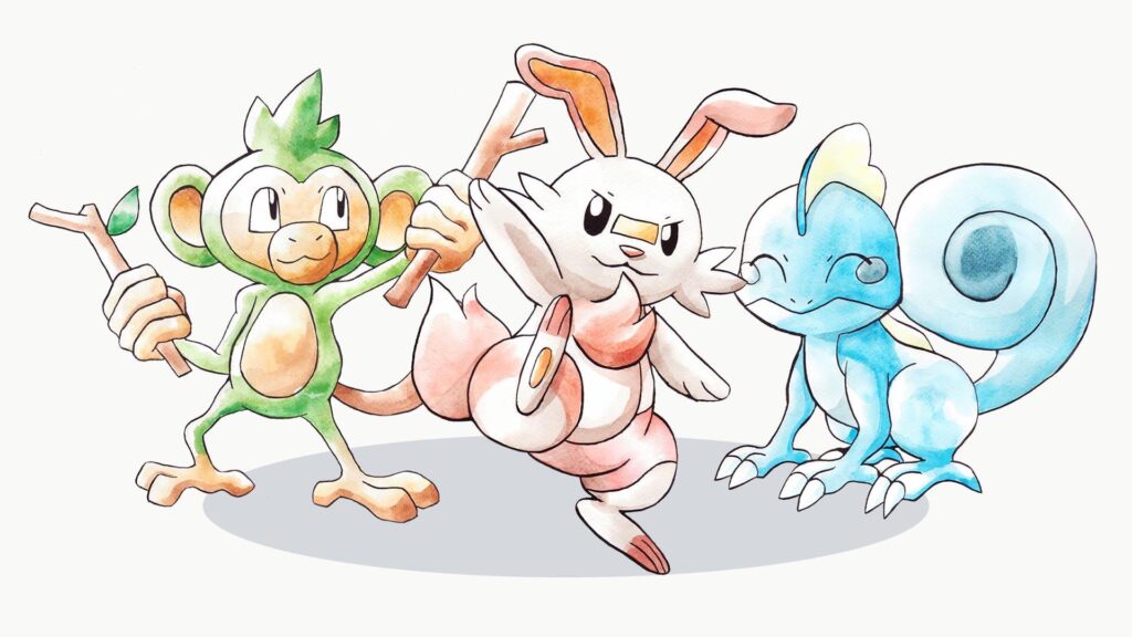 [OC] Reimagining Pokémon Sword and Shield starters as Gen 1 mons
