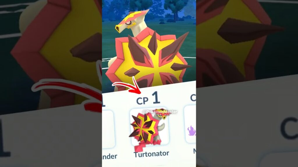 using LvL 1 TURTONATOR in Pokemon GO.