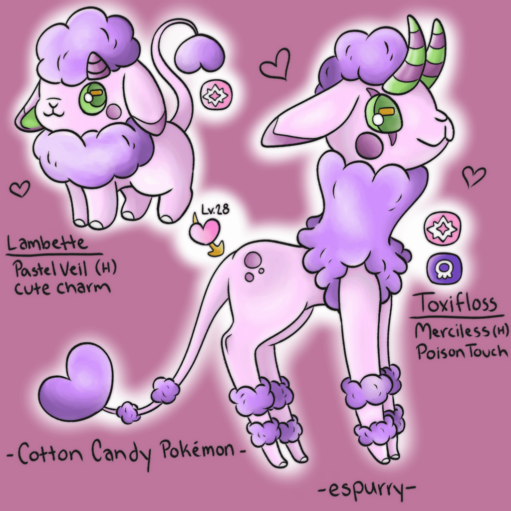 My first fakemons (OC) Lambette & Toxifloss