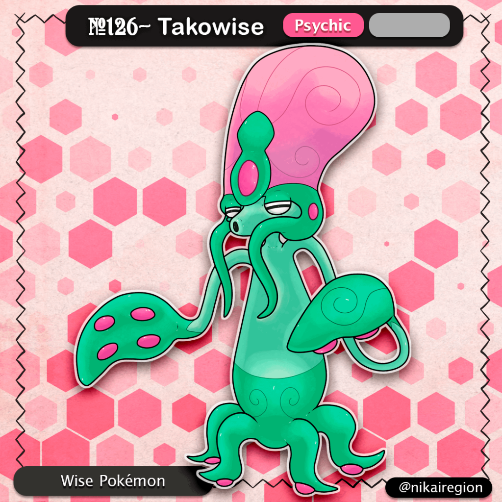 Wise Octopus Fakemon- Tako Nyudo Yokai Psychic Pokémon -@nikairegion
