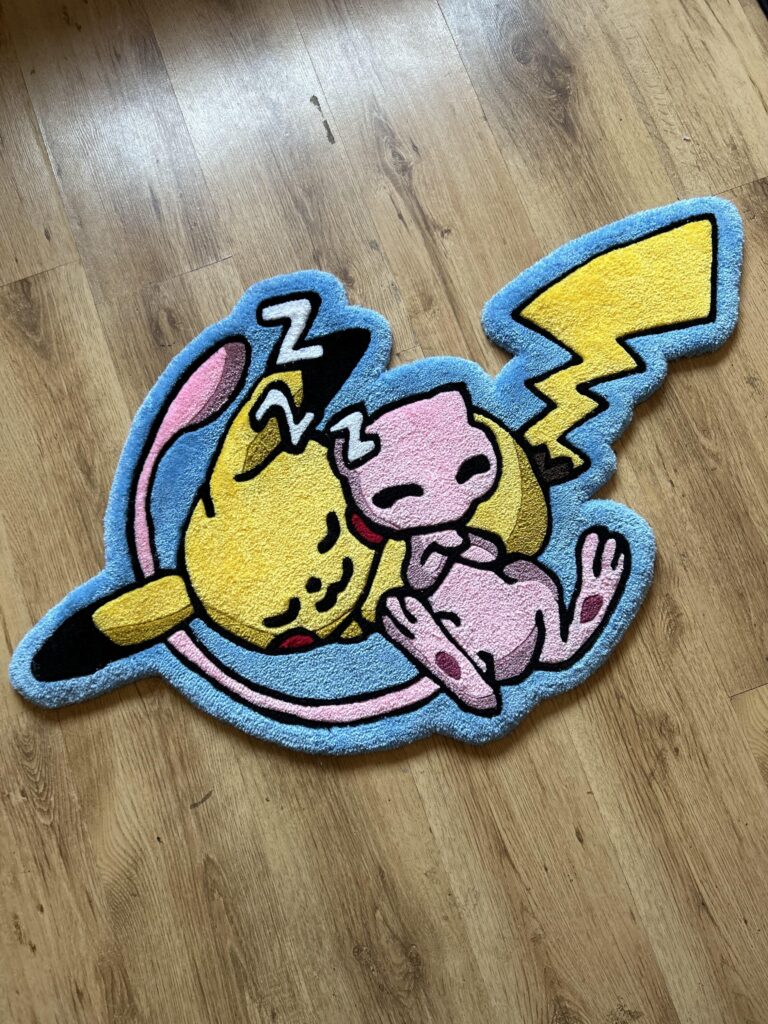 Sleepy Pika and mew rug made by me 💤 (oc)