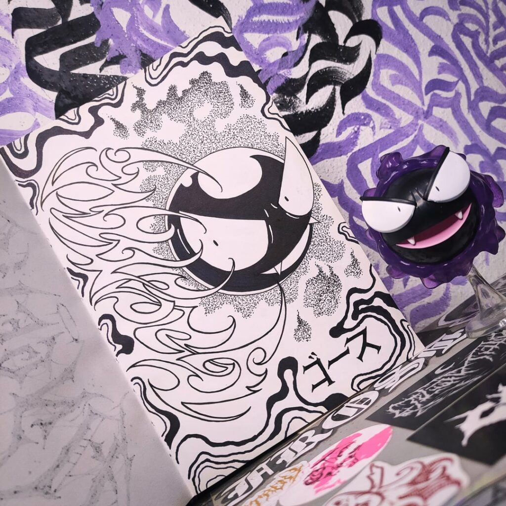 Gastly art and lettering by me