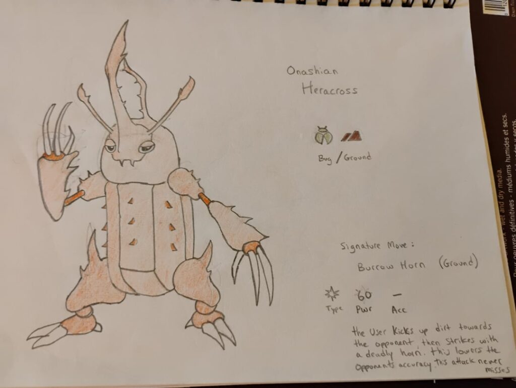 Some old drawings I found in my closet. Was working on a legends Arceus style pokedex