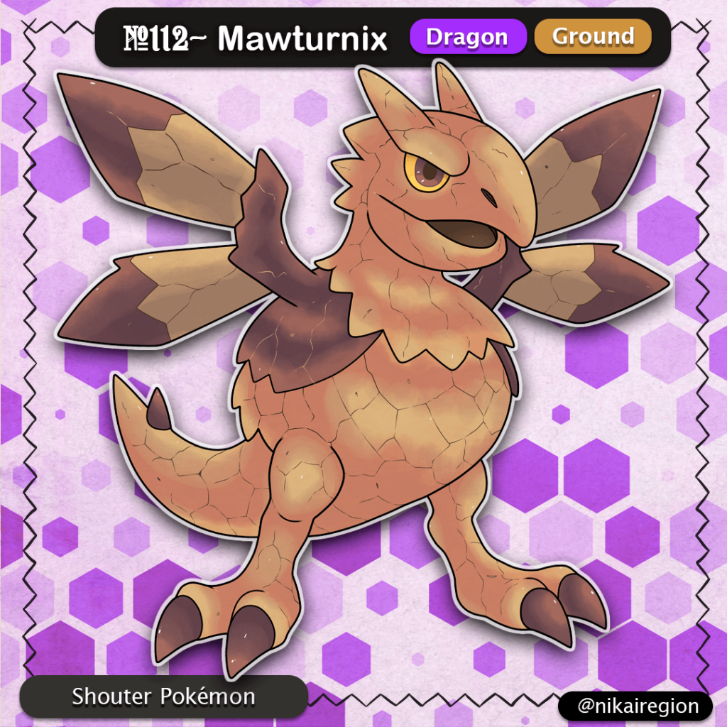 Clay Dragon-Bird Fakemon - Yama orabi Yokai Pokemon - Dragon/Ground Pokémon Japanese - @nikairegion