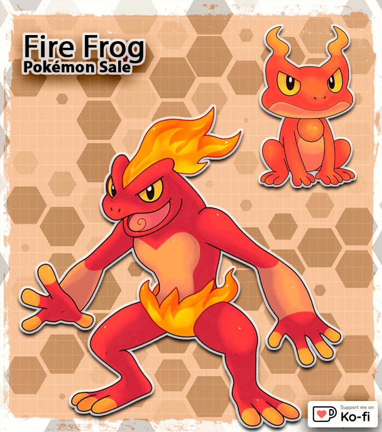 Fire Frog Fakemon - Flame Frog Pokémon -@nikairegion