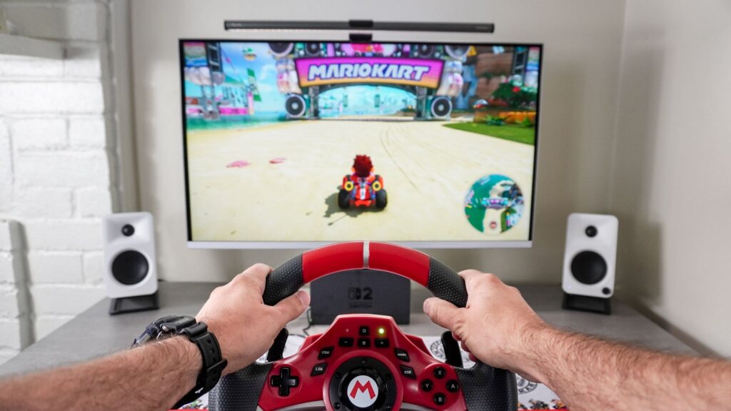 I tried playing Mario Kart World with a racing wheel on Switch 2 — and it's perfect for cruising in Free Roam mode